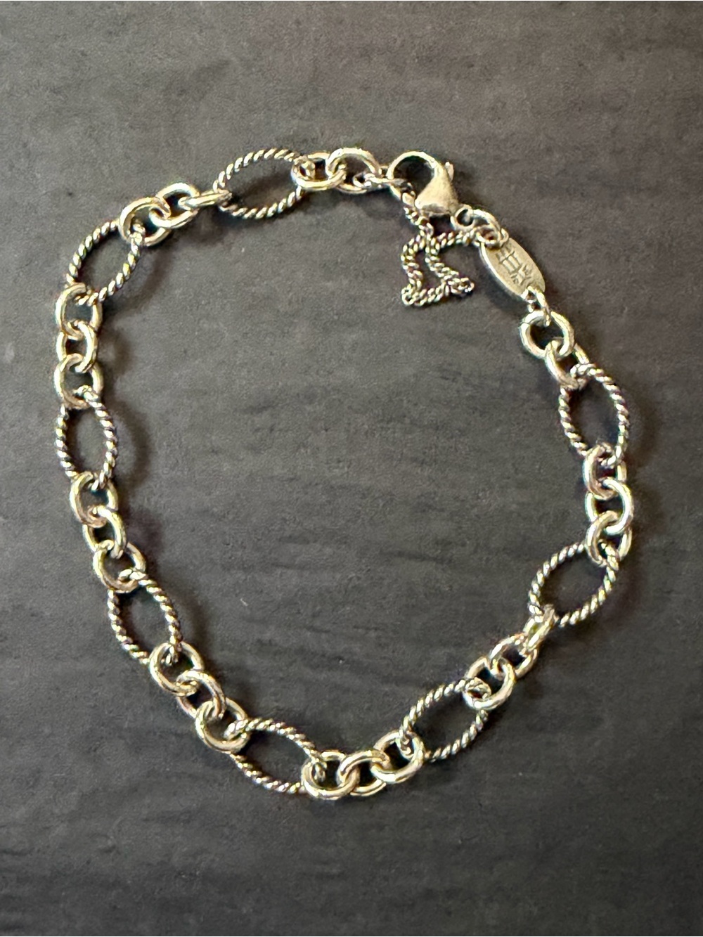James Avery Oval Twist Charm Bracelet size XL